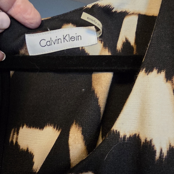 2X Calvin Klein Black and Cream Animal Print Sleeveless Mini Dress - Picture 4 of 5